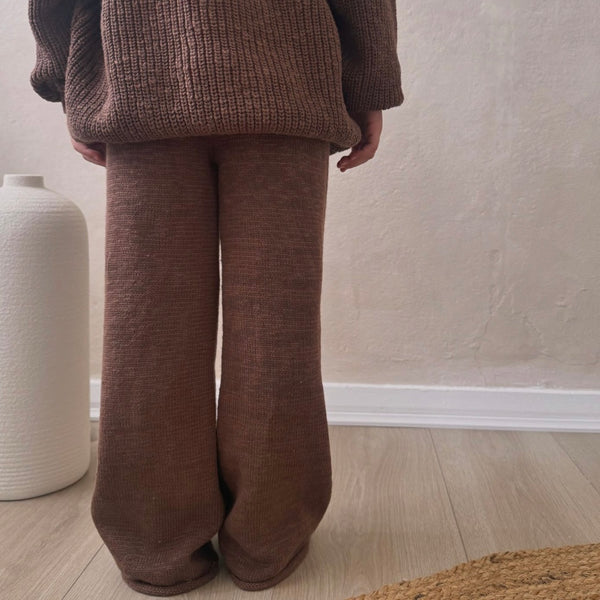 Cocoa Teddy Wide Leg Cotton Knit Bottoms