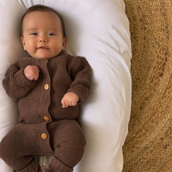 Cocoa Teddy Cotton Knit Baby Romper