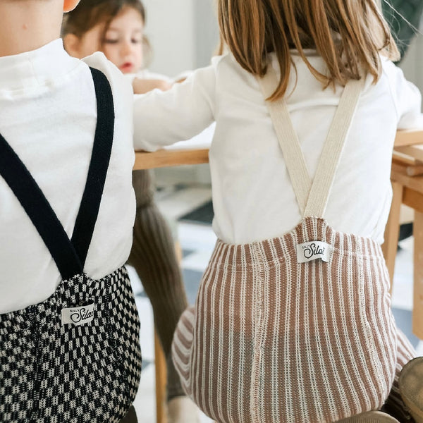 Silly Silas Footless Cotton Tights with Braces (Granola + Cream Striped)