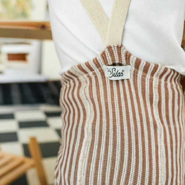 Silly Silas Footless Cotton Tights with Braces (Granola + Cream Striped)