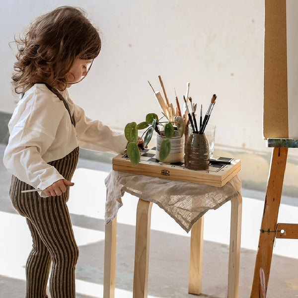 Silly Silas Unisex Tights with Braces (Seaweed Brown + Peanut Striped)