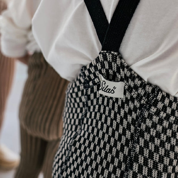 Silly Silas Unisex Cotton Tights with Braces (Black + White Checked)