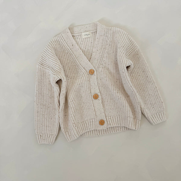 Avery Cocoa Flecked Chunky Knit Oversize Cardigan