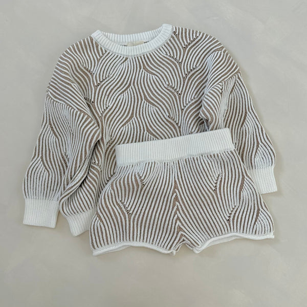 Beige Coral Cotton Knitted Jumper