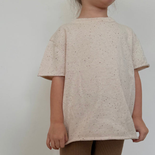 Riley Cocoa Flecked Cotton Knitted Tee