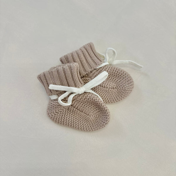 Fawn Cotton Knitted Baby Booties