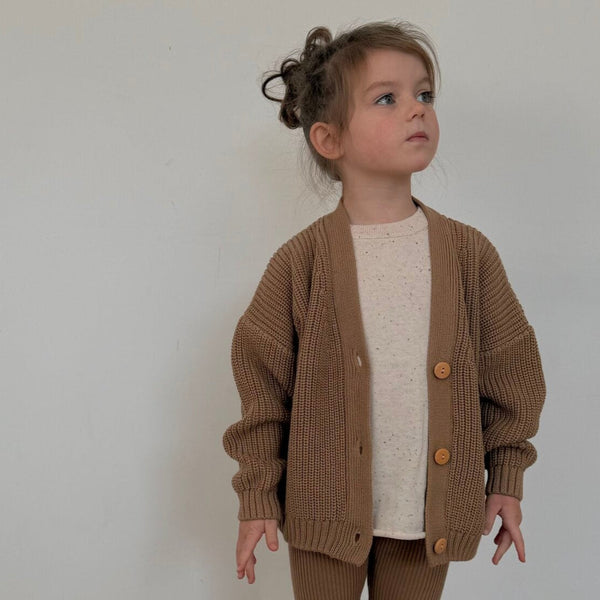 Avery Chunky Knit Oversize Cardigan (Latte)