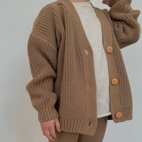 Avery Chunky Knit Oversize Cardigan (Latte)