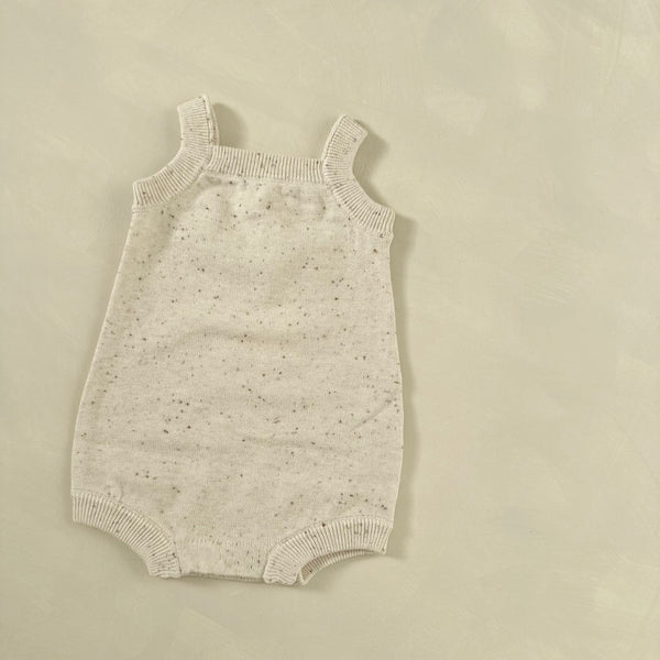 Ari Cocoa Flecked Cotton Baby Romper