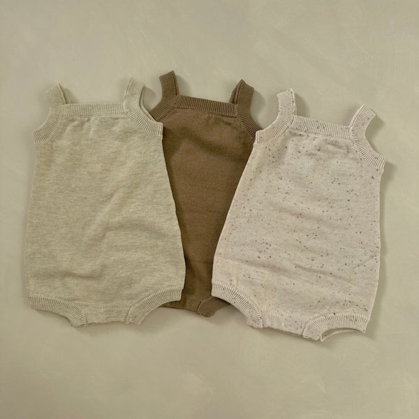 Ari Cocoa Flecked Cotton Baby Romper