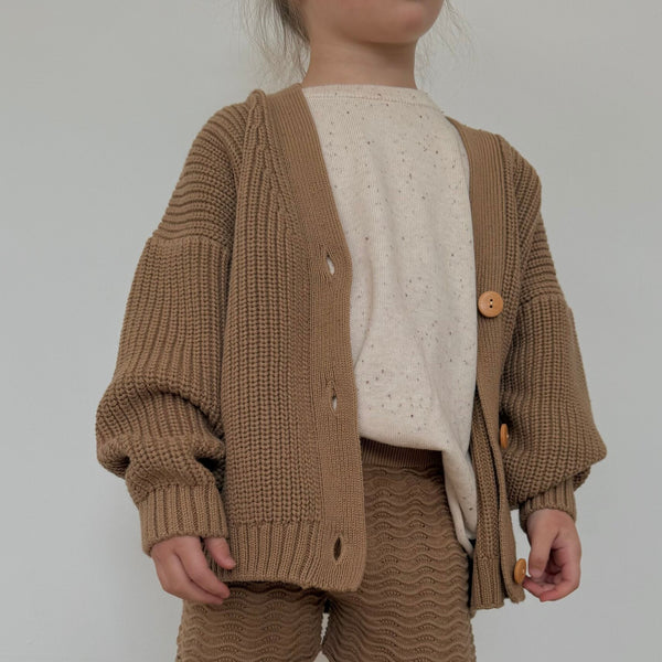 Avery Chunky Knit Oversize Cardigan (Latte)