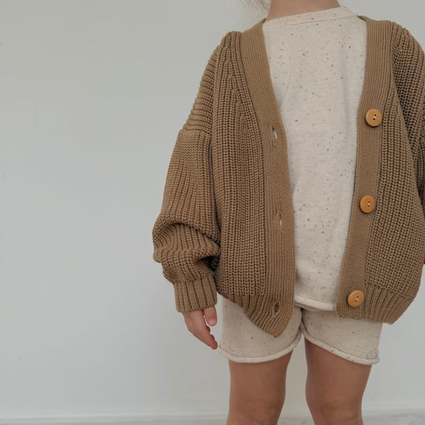 Avery Chunky Knit Oversize Cardigan (Latte)