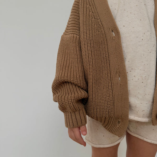 Avery Chunky Knit Oversize Cardigan (Latte)