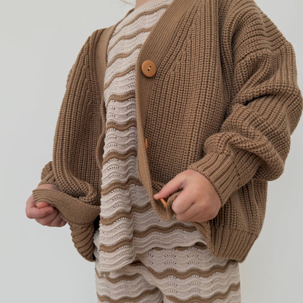 Avery Chunky Knit Oversize Cardigan (Latte)