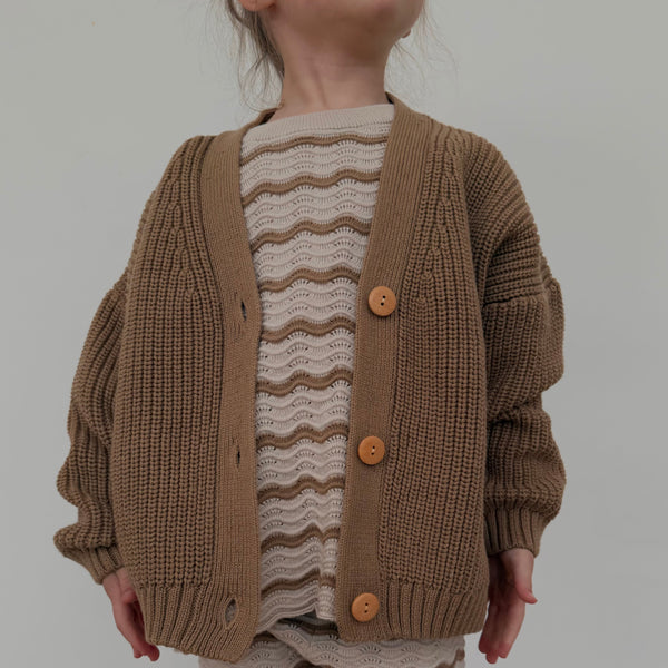 Avery Chunky Knit Oversize Cardigan (Latte)