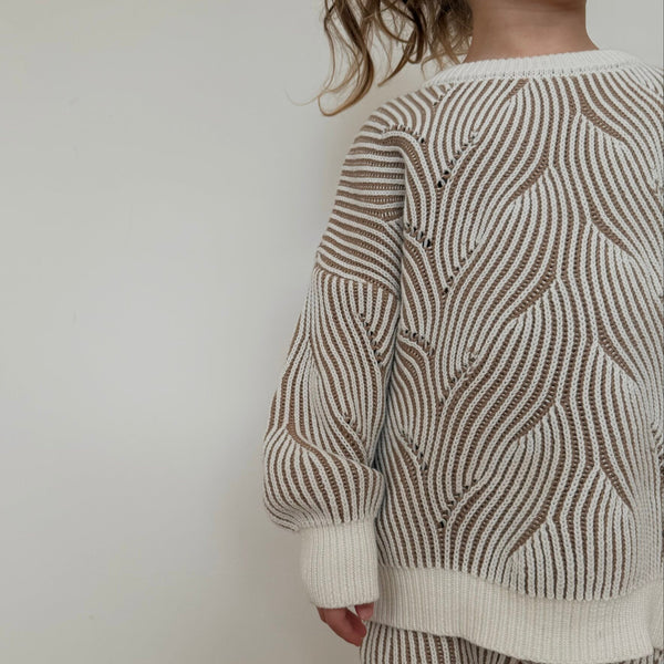 Beige Coral Cotton Knitted Jumper