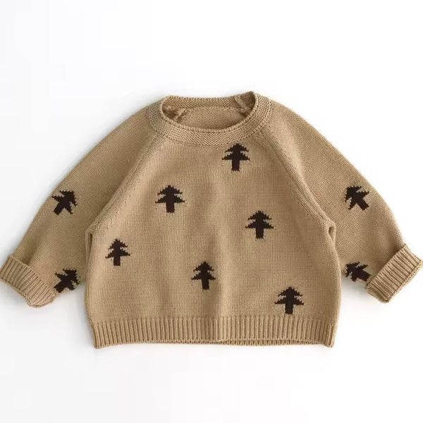 Natale Cotton Knit Festive Tree Jumper (Cookie)