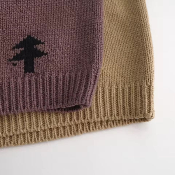 Natale Cotton Knit Festive Tree Jumper (Cookie)