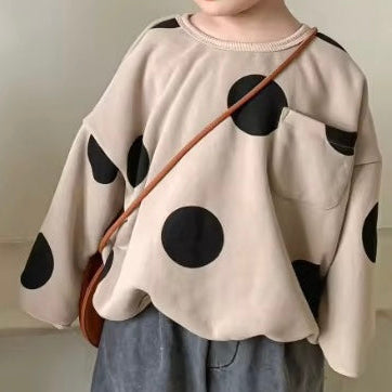 Otis Oversize Dot Pocket Fleece Lined Sweatshirt (Beige)