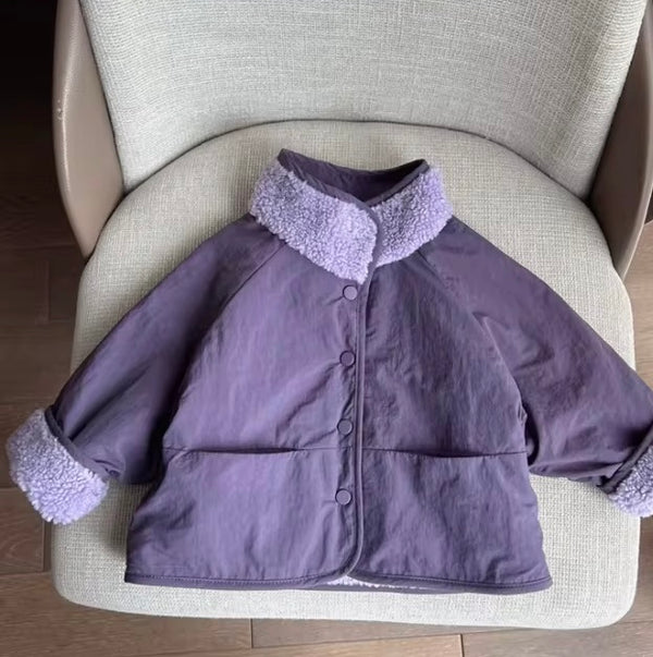 Dima Double Sided Reversible Teddy Coat (Lilac)