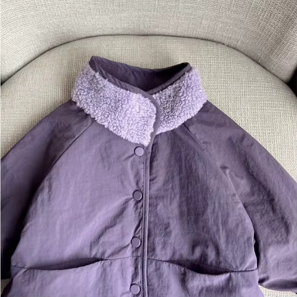 Dima Double Sided Reversible Teddy Coat (Lilac)