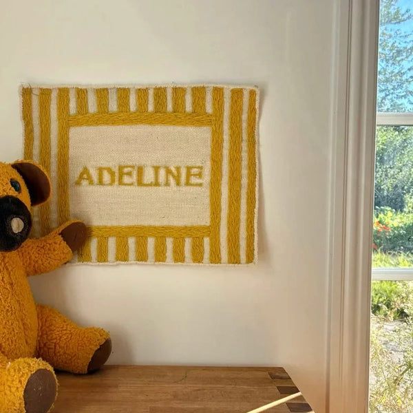 The Striped Hand Embroidered Personalised Wall Art (Choose Colour from Options)