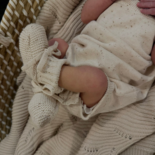 Ari Cocoa Flecked Cotton Baby Romper