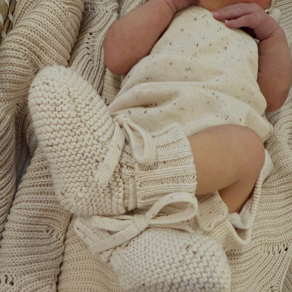 Ari Cocoa Flecked Cotton Baby Romper