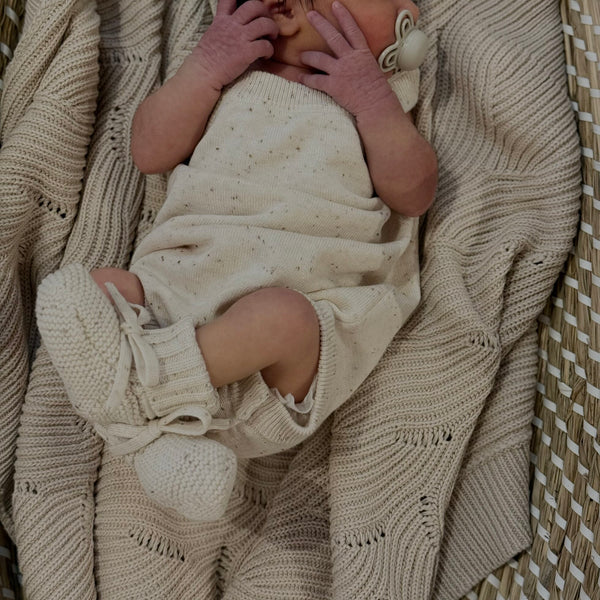 Ari Cocoa Flecked Cotton Baby Romper