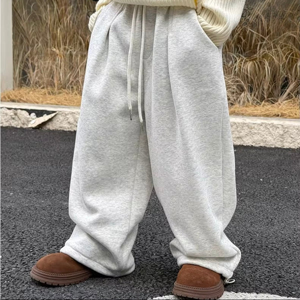 Artie Marl Pleat Wide Leg Cotton Track Pants