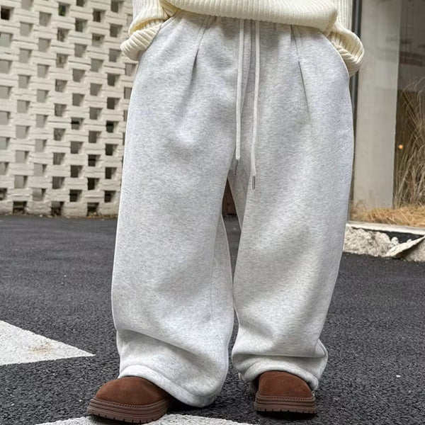 Artie Marl Pleat Wide Leg Cotton Track Pants