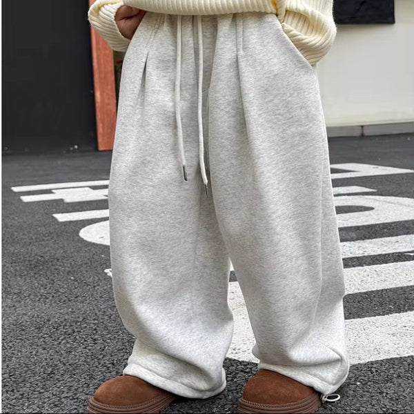 Artie Marl Pleat Wide Leg Cotton Track Pants