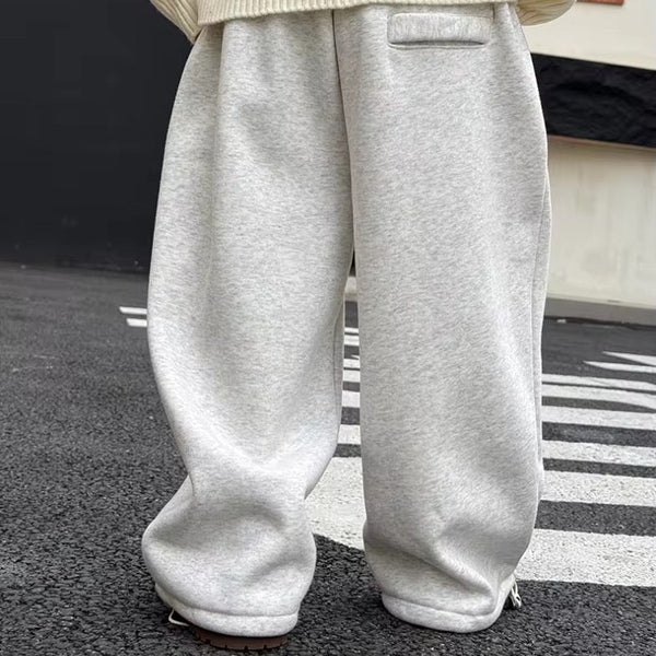 Artie Marl Pleat Wide Leg Cotton Track Pants