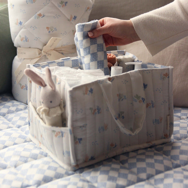 Quilted Nappy Caddy Organiser (Coastline)
