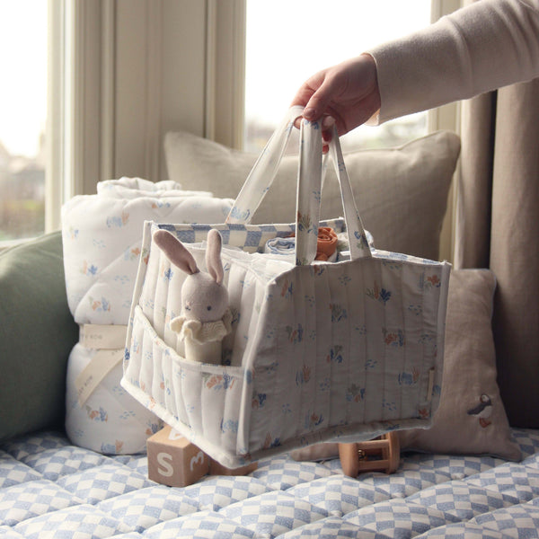 Quilted Nappy Caddy Organiser (Coastline)