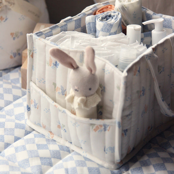 Quilted Nappy Caddy Organiser (Coastline)