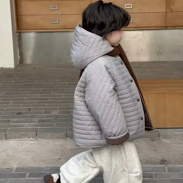 Willba Cocoon Reversible Quilted Hooded Coat (Grey/Fawn)