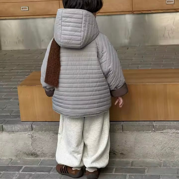 Willba Cocoon Reversible Quilted Hooded Coat (Grey/Fawn)