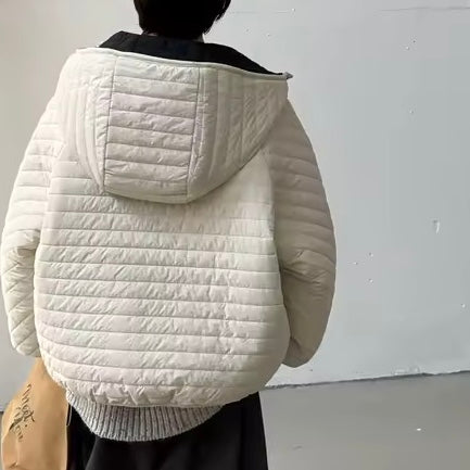 Willba Cocoon Reversible Quilted Hooded Coat (Black/Milk)