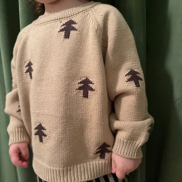 Natale Cotton Knit Festive Tree Jumper (Cookie)
