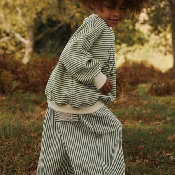 Roda Pine Stripe Wide Leg Cotton Jogging Bottoms