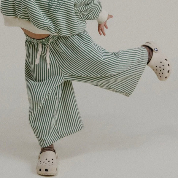 Roda Pine Stripe Wide Leg Cotton Jogging Bottoms