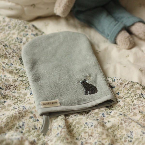 Bear Print Organic Cotton Bath Mitt