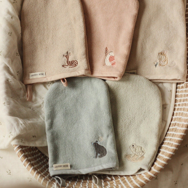 Bear Print Organic Cotton Bath Mitt