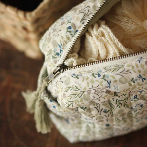 Cotton Quilted Nappy Pouch or Wash Bag (Riverbank)