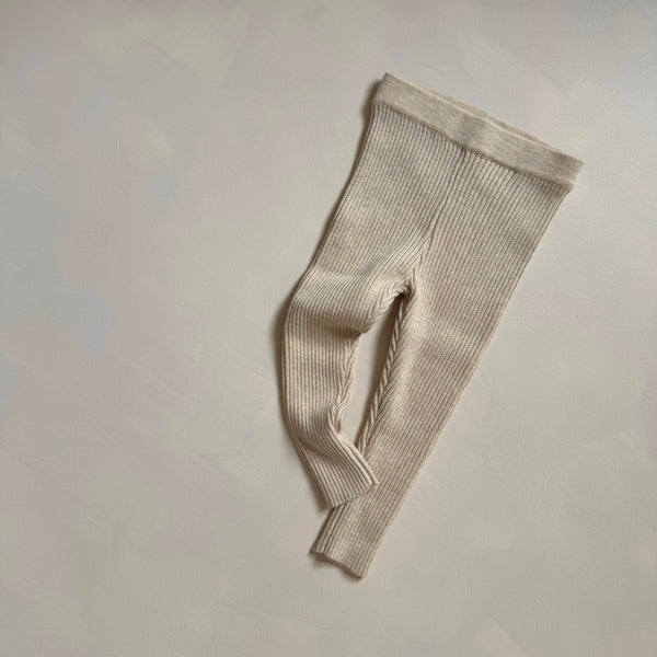 Noa Cotton Ribbed Knit Leggings (Wheat)
