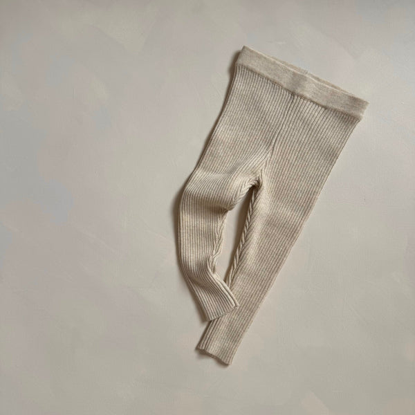 Noa Cotton Ribbed Knit Leggings (Wheat)