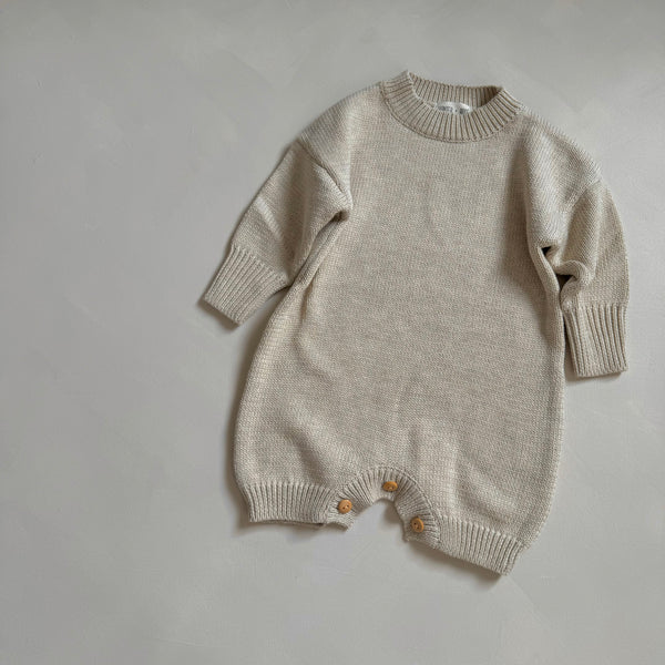 River Cotton Knitted Baby Romper (Wheat)