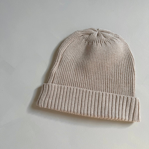 Noa Chunky Rib Knit Beanie Hat (Sand)