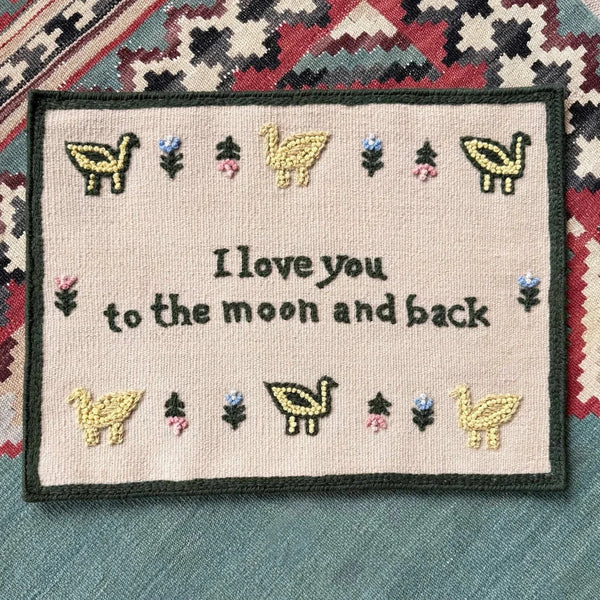 The Moon and Back Hand Embroidered Wall Art